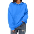thumbnail image 4 of HAJWOH Womens Hoodies Casual Long Sleeve Drawstring Pullover Oversized Sweatshirt Lightweight Hooded Tops Winter Clothes, 4 of 5