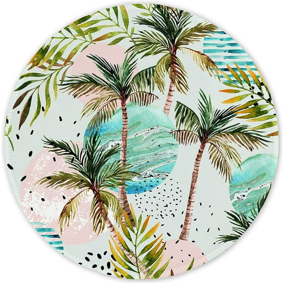 ITNRSIIET [20% Larger] Mouse Pad with Stitched Edge Premium-Textured Mouse Mat Waterproof Non-Slip Rubber Base Round