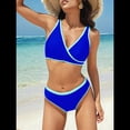 thumbnail image 4 of Traje de Baño Deportivo de Dos Piezas con Tirantes Anchos y Escote en V para Mujer. Azul Real M, 4 of 7