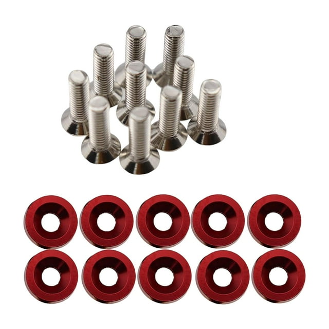 Almencla 20 Pcs Vis de Voiture Modifiées Joint Boulons en Acier Inoxydable en Aluminium Vis Rouge Rouge