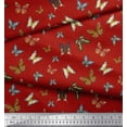 thumbnail image 2 of Soimoi Red Japan Crepe Satin Fabric Colorful Butterfly Decor Fabric Printed Yard 42 Inch Wide, 2 of 3