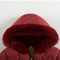 thumbnail image 5 of Kids Puffer Coat Kids Winter Coat with Pocket Zipper Winter Hoodies Coat Solid Color Long Sleeve Girls Winter Jacket for Kids 18-24 Months, 5 of 9