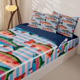 thumbnail image 2 of Manfei Cartoon Trout Zipper Twin Comforter Sets with Fitted Sheet and 2 Pillowcases, Stripe Background Zipper Bedding Set, Blue Pink Orange, Blue Reversible, 4pcs, 2 of 7