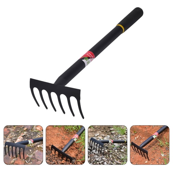 OUNONA 1Pc Garden Rake Six Teeth Gardening Rake Garden Agricultural Tool Hand Cultivator
