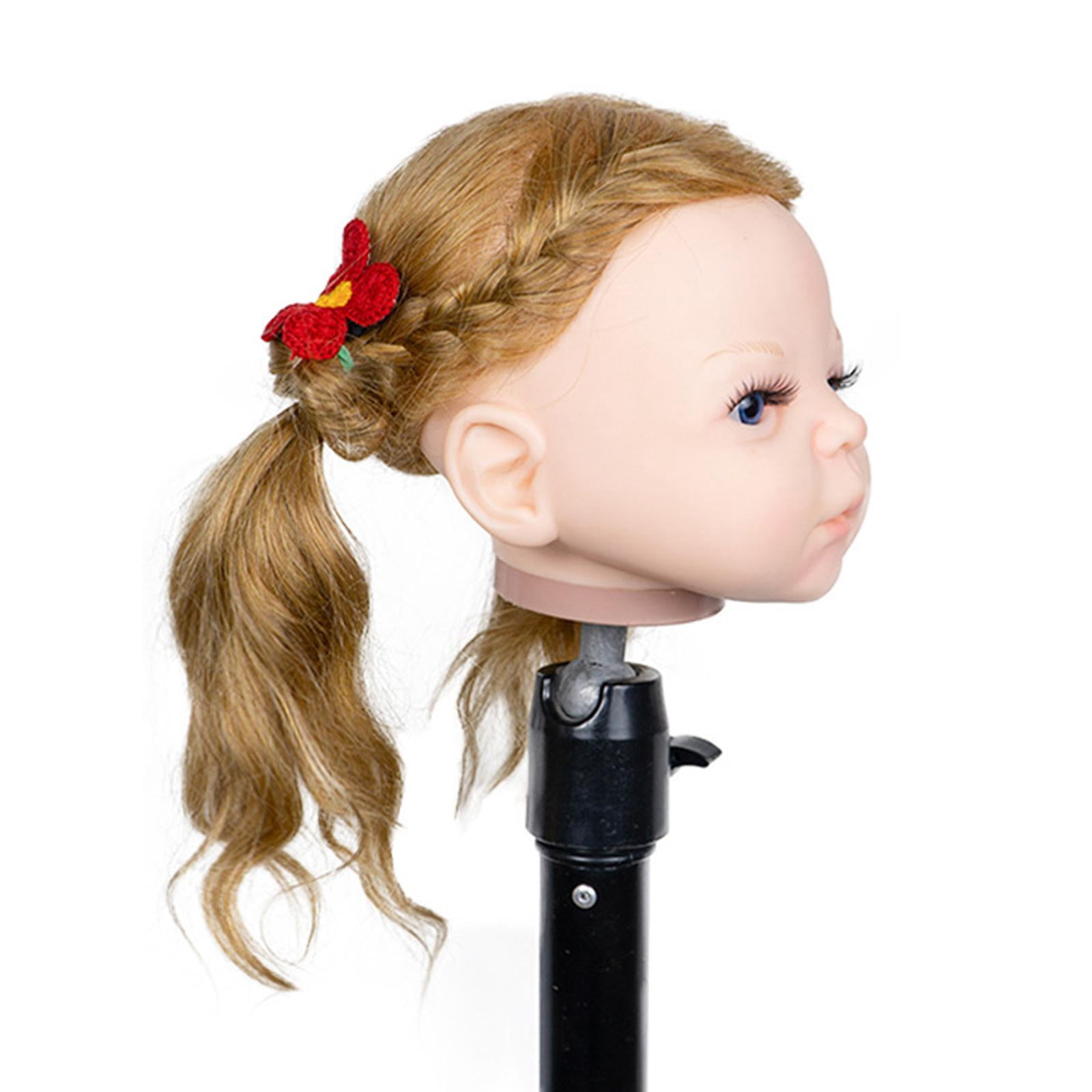 TOOYFUL Baby Mannequin Head Cosmetology Doll with Human Hair for Dyeing Hairpin Perm Brown