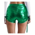 thumbnail image 4 of Pantalones cortos sexis metálicos brillantes para mujer, pantalones cortos con cordón ajustable lateral de cintura alta, pantalones cortos para discoteca, fiesta de baile, 4 of 5