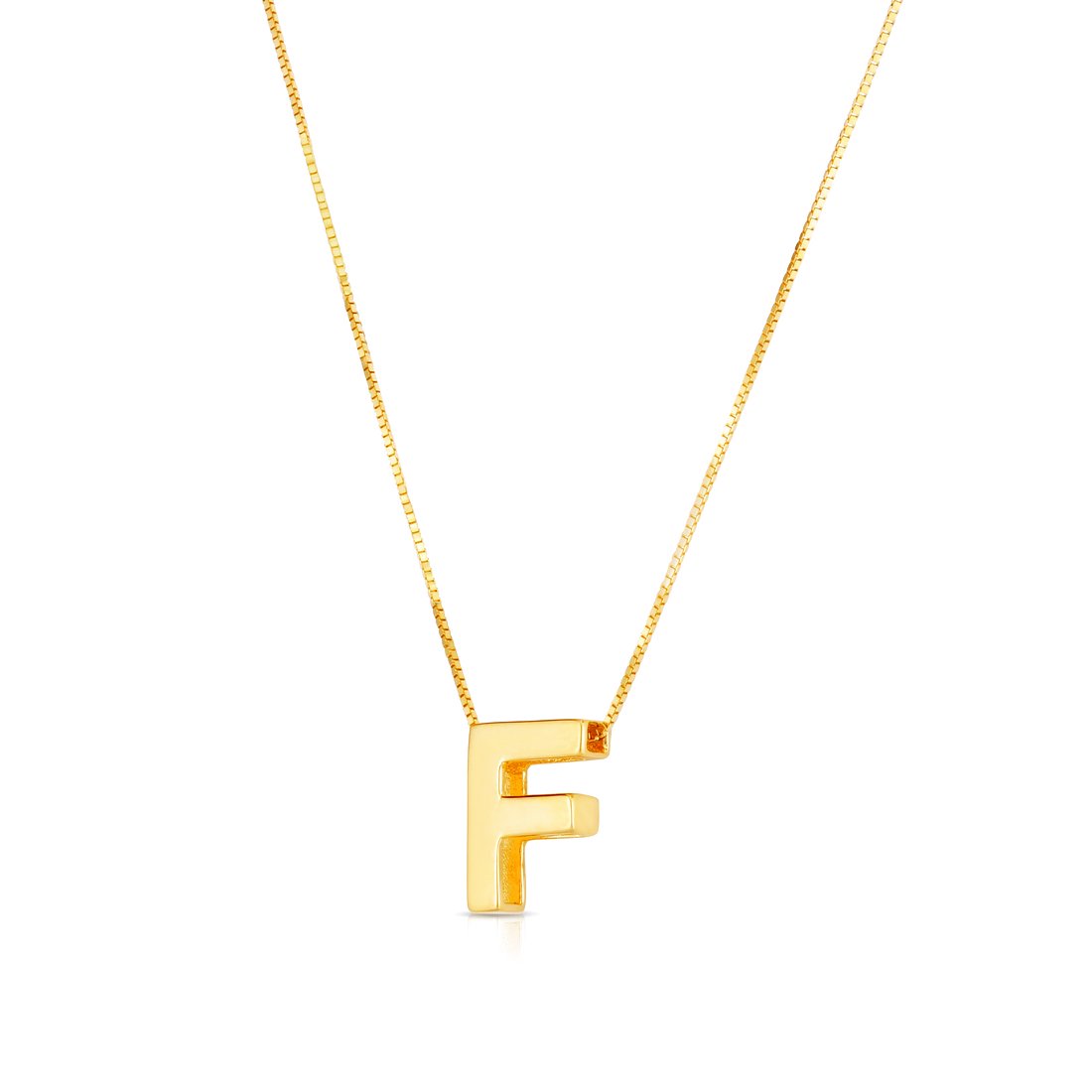 14k Yellow Gold Polished Letter Name Personalized Monogram Initial-f Necklace With Lobster Clasp 18 Inch Pendant Necklac