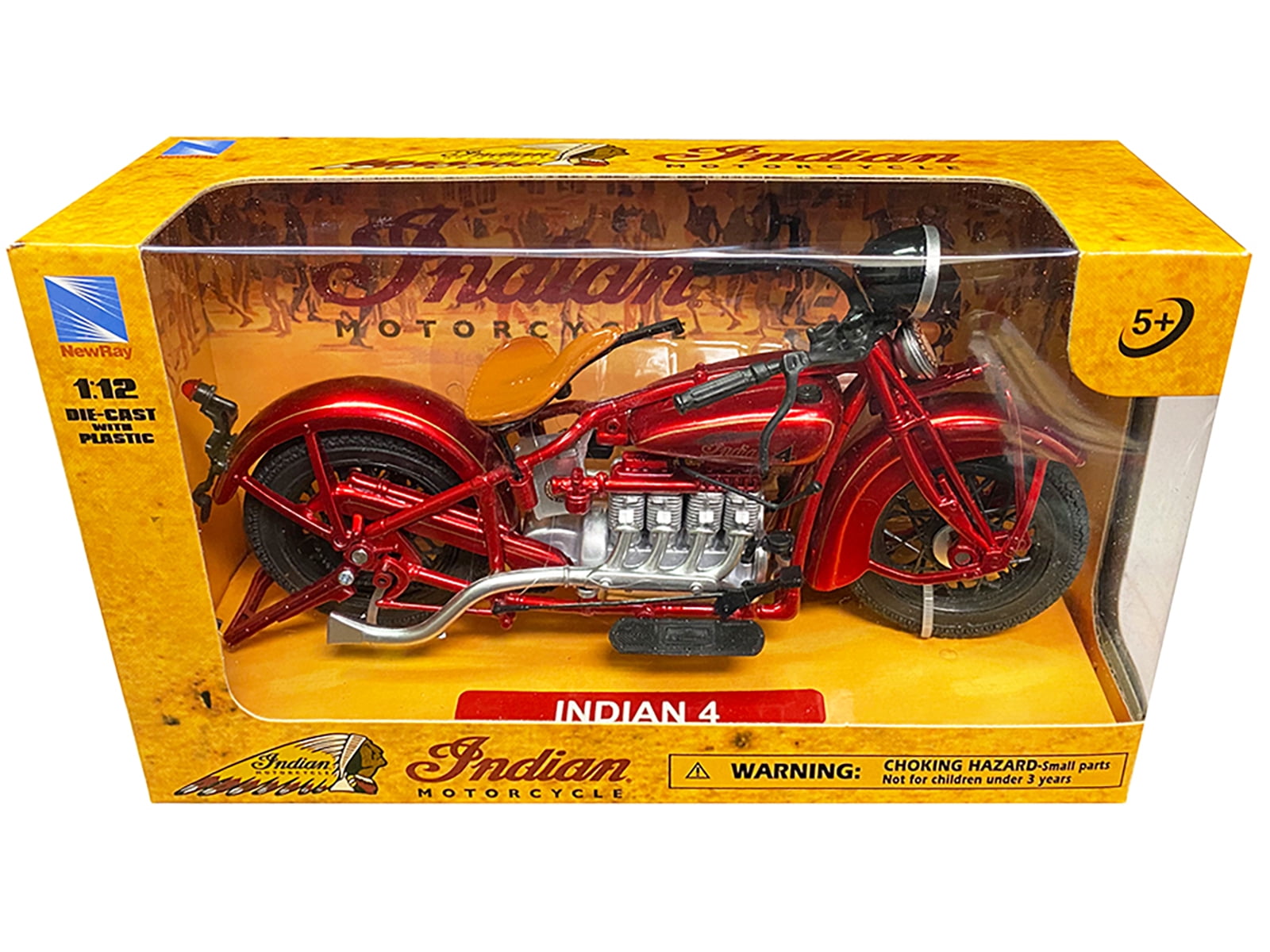 Indian Motorcycle 模型 1930 Indian 4 Red 1/12 Diecast Motorcycle Model by New Ray