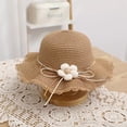 thumbnail image 6 of Hyknon Summer Straw Hat for Kids Girl, Floppy Wide Brim Summer Straw Hats with flower, Foldable UV Protection Cap with Floppy lace, Packable Beach Hats for Vacation Garden Pool Travel, Khaki, 6 of 6