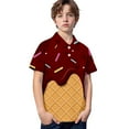 thumbnail image 4 of oqasdz Girls Boys Polo Shirts Ice Cream Print Lapel Button Shrot Sleeve Tops With Pocket Teen Kids Holiday Casual Shirts Size 3 Y-4 Y, 4 of 4