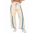 thumbnail image 2 of Pantalones Deportivos Holgados de Pierna para Mujer, Informales, con Cordón Ajustable y Cintura Elástica, en Colores Contrastantes, Estilo Y2K. Marfil M, 2 of 7