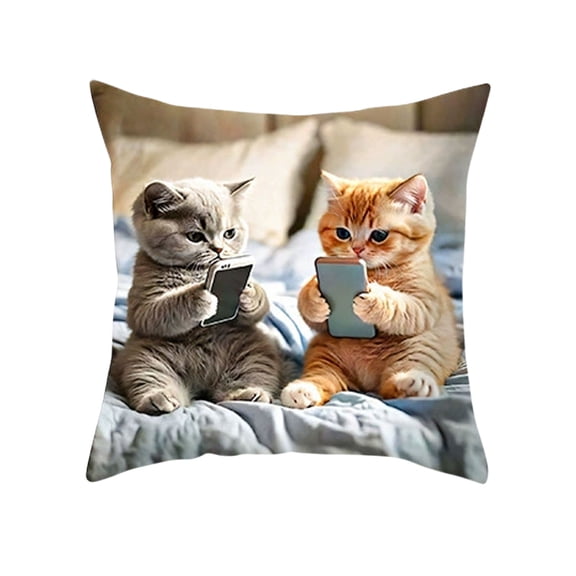 Yhmxh Cat Paint 18x18 Pillow Cover, Funny Cats Decorative Throw Pillow Cover Breathable Cotton Linen Throw Pillow Case, Decorative Cushion Cover for Couch, Sofa, Soft and Durable for Home Decor