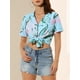 thumbnail image 5 of CAMISAS DE MUJER INSPIRADAS CHIC Hawaianas de Manga Corta Tropical Floral con Botones S Azul Rosa, 5 of 8