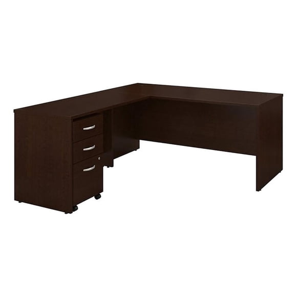 Carell Furniture 66" Contemporary Wood Desk with Return/File Cabinet in Cherry