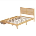 thumbnail image 5 of Miniyam Full Size Bed with Rattan Headboard, Storage Drawers for Adult, Oak, 5 of 7