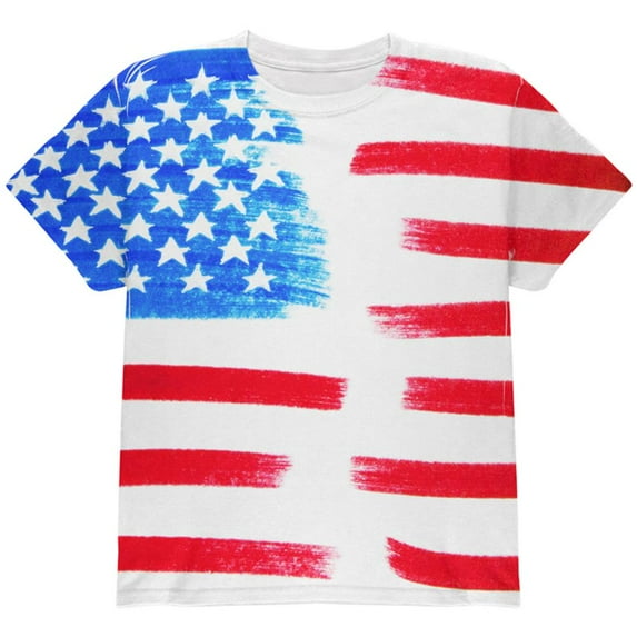 4th of July Color Me American All Over Youth T Shirt Multi YXL