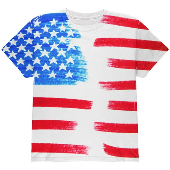 4th of July Color Me American All Over Youth T Shirt Multi YXL