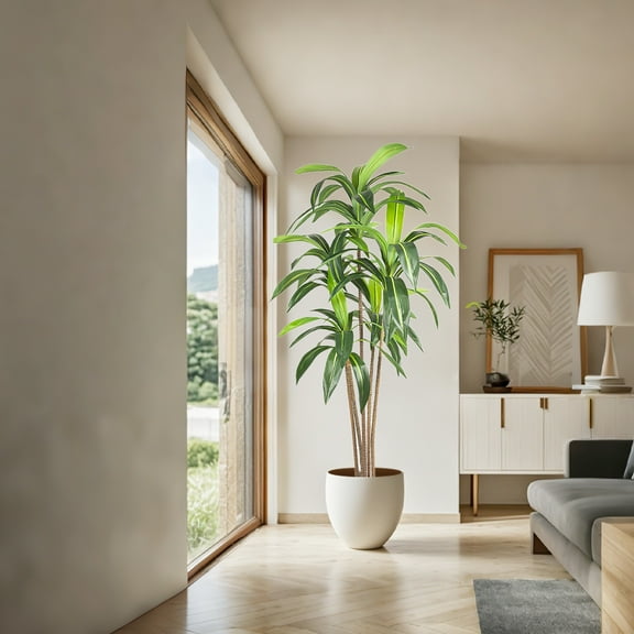 QinaQin 6FT Brazilian Wood Artificial Tree, Realistic Artificial Plastic Potted Fake Plants, Indoor Tall Artificial Decorative Tree