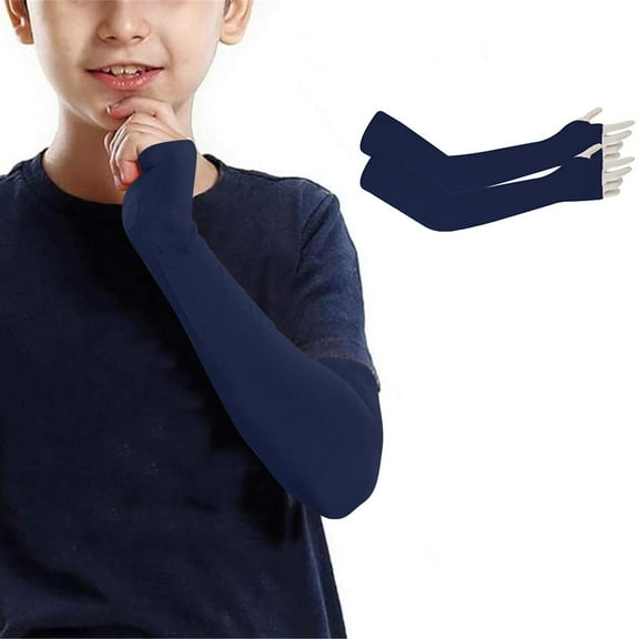Kids Arm Sleeves Thinly Sun Protection Youth Athletic Sleeves with Thumb Hole Breathable Outdoor Cycling