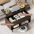 thumbnail image 2 of Barara King 31.5Inch Lift-Top Coffee Table with Hidden Storage and 2 Open Shelves, Living Room Small Tables for Living Room, Dining Room, Home Office, Brown, 2 of 8