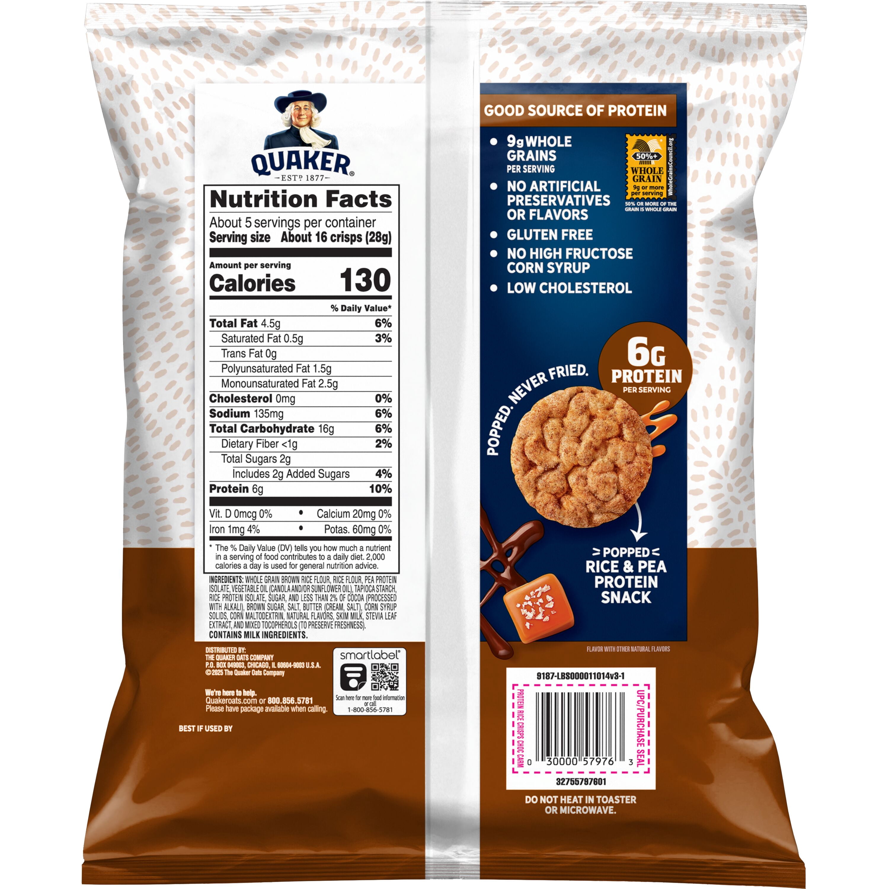 Quaker Protein Chocolate Caramel Mini Rice Cakes, 5.2 oz