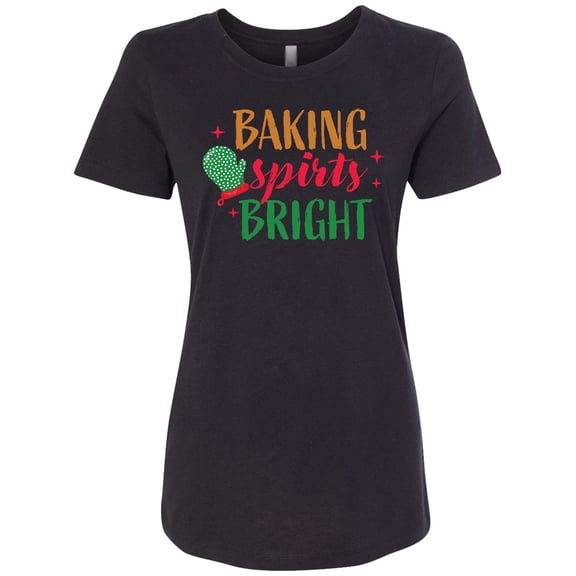 Inktastic Christmas Baking Spirits Bright with Green Oven Mit Women's T-Shirt