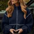 thumbnail image 4 of Women's Casual Lapel Full Zip Fleece Lined Long Sleeve Oversized Warm Coat with Pockets, 4 of 9