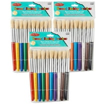 Charles Leonard Creative Arts Stubby Round Brushes, Assorted Colors, 10 Per Pack, 3 Packs