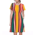 thumbnail image 1 of Balery Vertical Stripes Vestidos sueltos de manga corta para mujer, vestidos de verano 2025, vestidos casuales de corte A con vuelo., 1 of 6