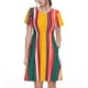 thumbnail image 1 of Balery Vertical Stripes Vestidos sueltos de manga corta para mujer, vestidos de verano 2025, vestidos casuales de corte A con vuelo., 1 of 6