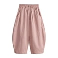 thumbnail image 4 of LYHaoo Girls Boys Casual Summer Pants Lightweight Long Trousers Soft Breathable Kids Elastic Waist Daily Wear Wide Leg Pants for Girls(Pink), 4 of 5