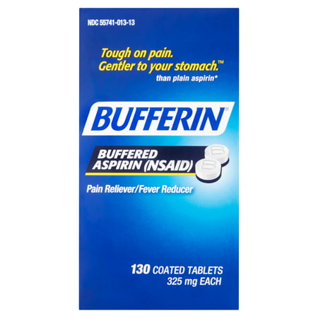 Bufferin Buffered Aspirin-douleur / fièvre Réducteur de comprimés enrobés, de 325 mg, 130 count