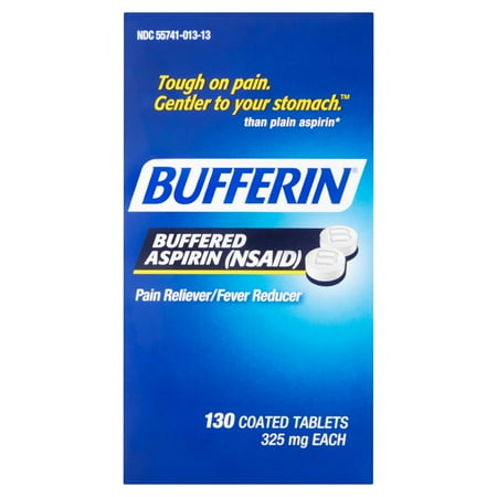 Bufferin Buffered Aspirin-douleur / fièvre Réducteur de comprimés enrobés, de 325 mg, 130 count