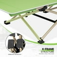 thumbnail image 6 of VibrantEcho 75" Camping Cot for Adults, Folding Sleeping Cot, Lightweight Portable for Outdoor Camping with Detachable Pillow and Side Pocket for Travel Home Office Picnic, Supports 360 lbs, Green, 6 of 22