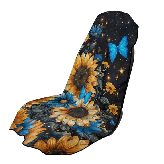 Xixirimido Blue Butterfly Sunflower Print Car Accessories Sweat Towel Seat Cover Universal Non-Slip for Car Truck SUV Athletic Running Towel for Workout Outdoor Sport Activities