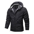 thumbnail image 1 of MKLEKYY Veste de Neige pour Hommes Veste à Capuche Monochrome Décontractée à Fermeture Éclair, 1 of 8