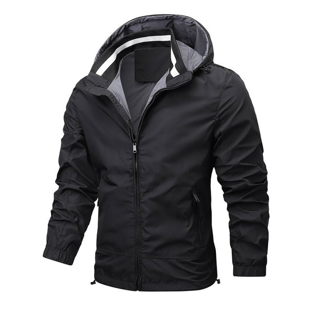 MKLEKYY Veste de Neige pour Hommes Veste à Capuche Monochrome Décontractée à Fermeture Éclair