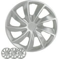 thumbnail image 1 of Wheel Cover Kit, 15 Inch Hubcaps Set of 4 Automotive Hub Caps with Universal Snap-On Retention Rings, 1-Tone ABS Plastic Silver Rim Covers for All Makes, Models (SG-5084-B-15), 1 of 7