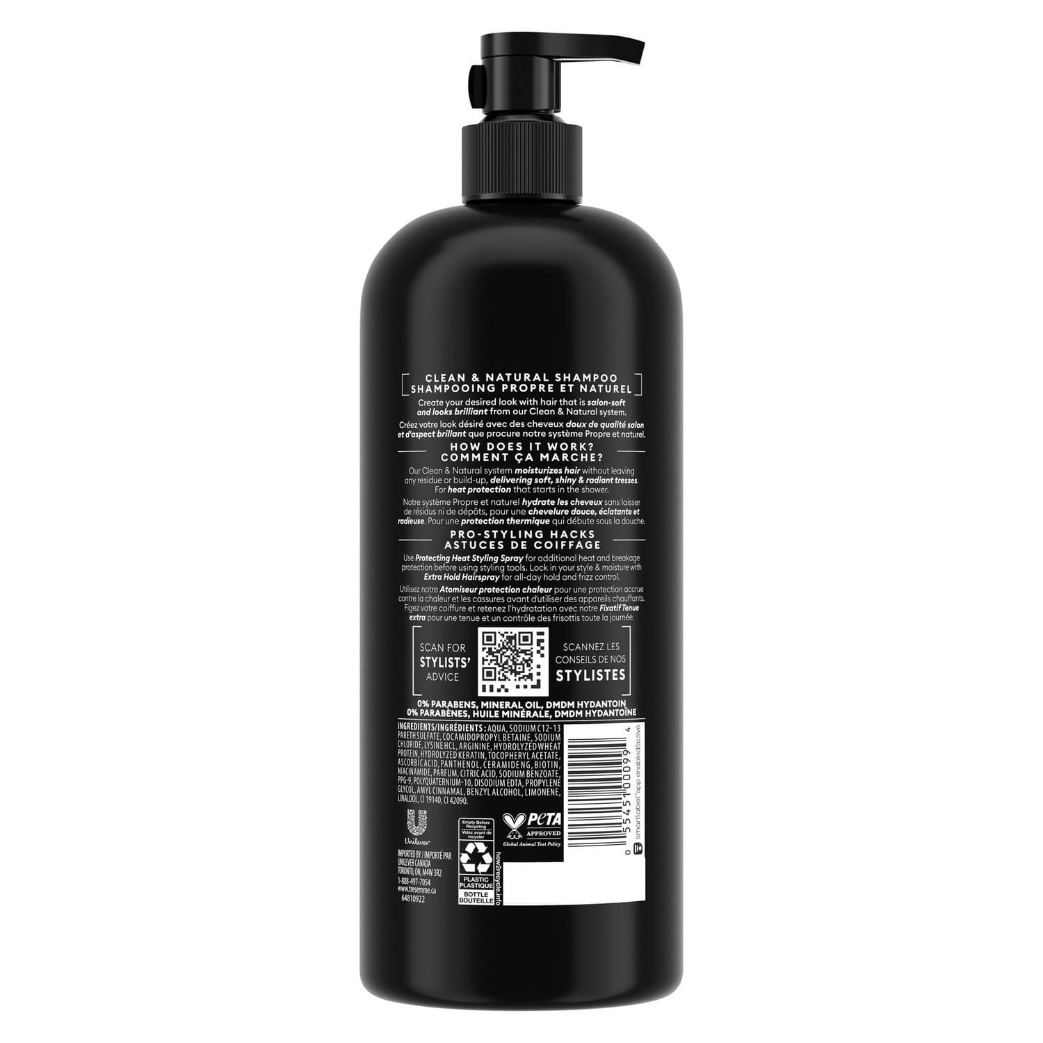 Shampooing TRESemmé Clean & Natural + Pro Nutrients 828 ml Shampooing