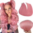 thumbnail image 1 of Cinta rosa en extensiones de cabello 22 pulgadas 60 g Extensiones de cabello coloreado Cinta en cabello natural Cinta rosa en extensiones para mujeres Trama de piel Cinta de cabello humano, 1 of 3