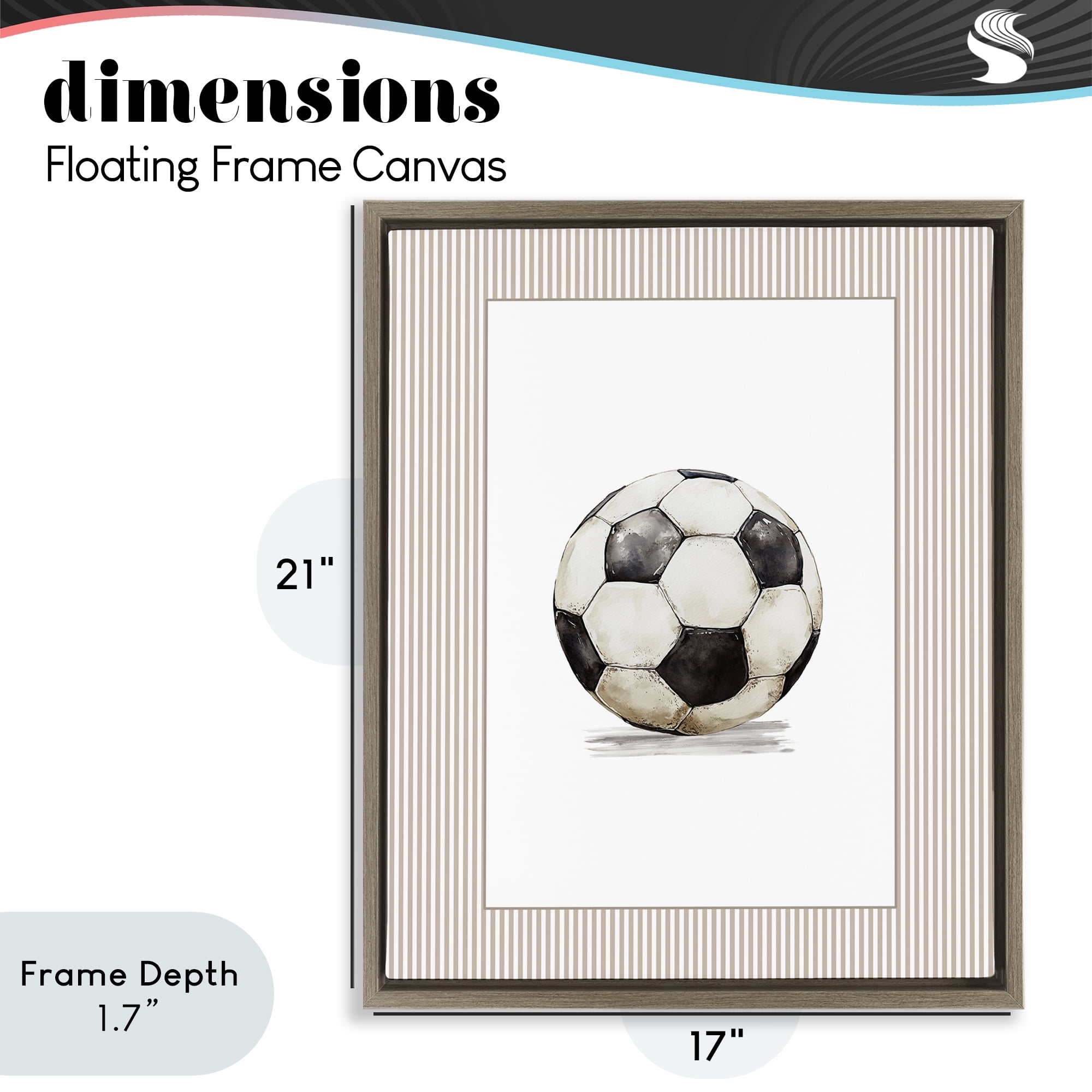 Stupell Industries Vintage Sports Soccer Ball Brown Framed Floater Canvas Wall Art, design by Christine Simpson Art