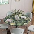 thumbnail image 5 of Palm Tree Leaves Round Tablecloth for 45-54 Inch Tables, Fitted Table Cover with Elastic Edge, Summer Tropical Green Botanical Waterproof Outdoor Table Cloth Protector for Patio Garden Dinner Picnic, 5 of 9