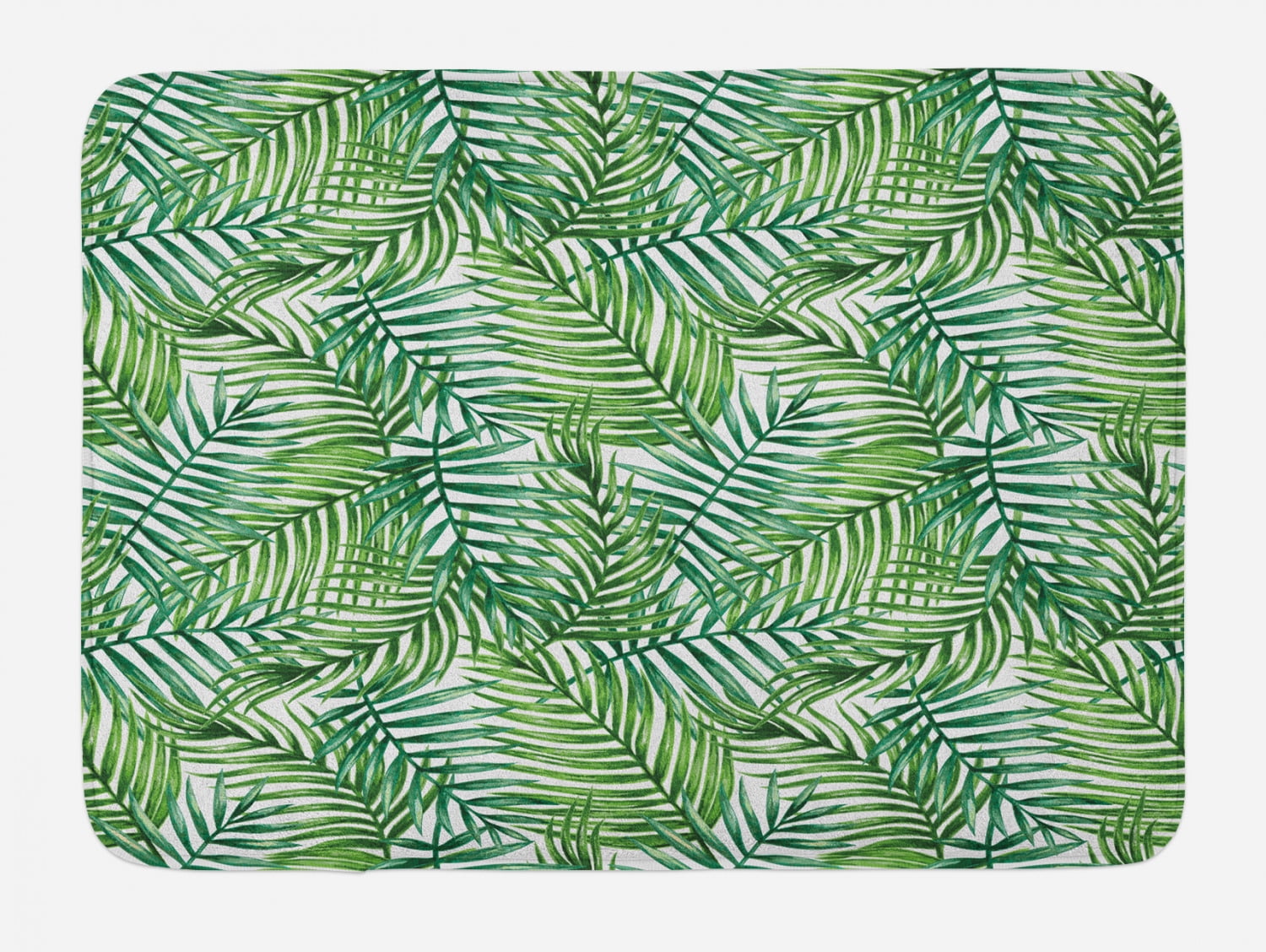 Leaf Bath Mat, Watercolor Print Botanical Wild Palm Trees Leaves Ombre