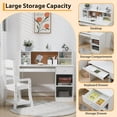 thumbnail image 4 of Danolapsi Kids Study Desk and Chair Set, White Study Table and Adjustable Chair Set with Hutch, Cork Board, Keyboard Tray, 2 Pen Holders, Children School Table, 4 of 6