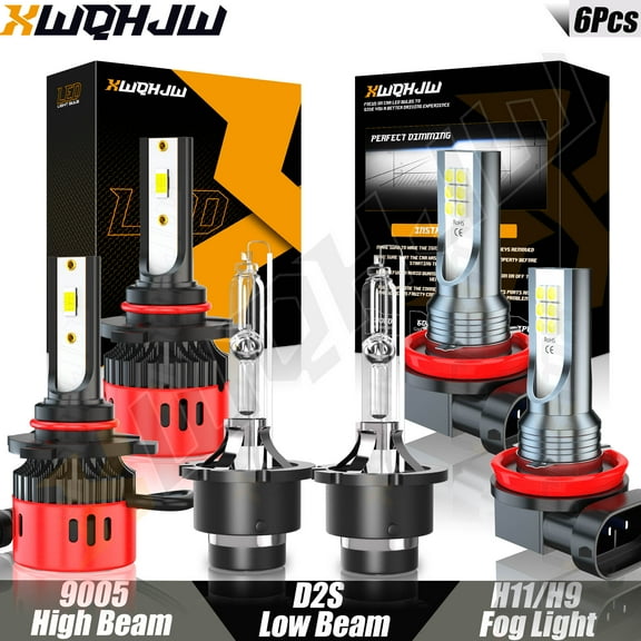 For Acura Rdx 2011-2012 Headlights 9005 LED High Beam D2S HID Xenon Low Beam   H11 Fog Light 6pcs