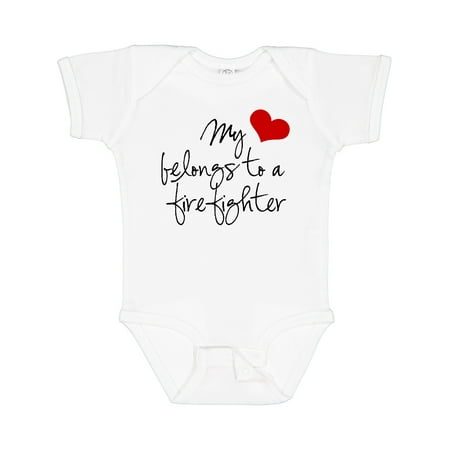 

Inktastic My Heart Belongs Firefighter Gift Baby Girl Bodysuit