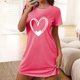 thumbnail image 1 of Camisón corto de talla grande para mujer, camisón de manga corta con estampado de pecho a la moda, camisón para mujer, 1 of 3