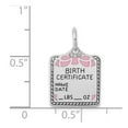 thumbnail image 3 of Sterling Silver Pink Birth Certificate Polished Front/Satin Back Charm Pendant, 3 of 3
