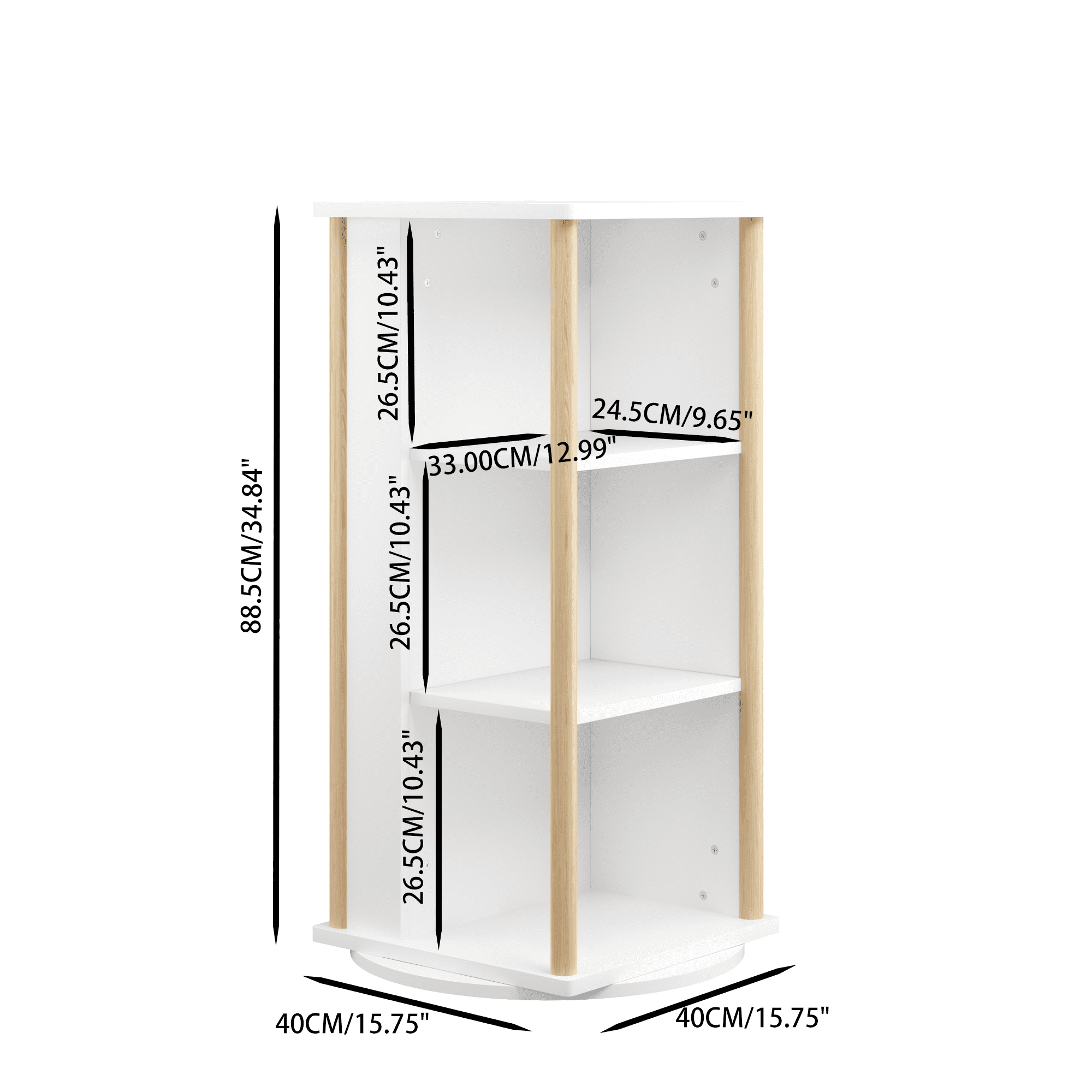 3 Tier Rotating Bookshelf, 360° Spinning Kids Bookshelf, Wood Revolving Bookcase & Toy Storage Organizer for Bedroom,Living Room,Nursery,Natural