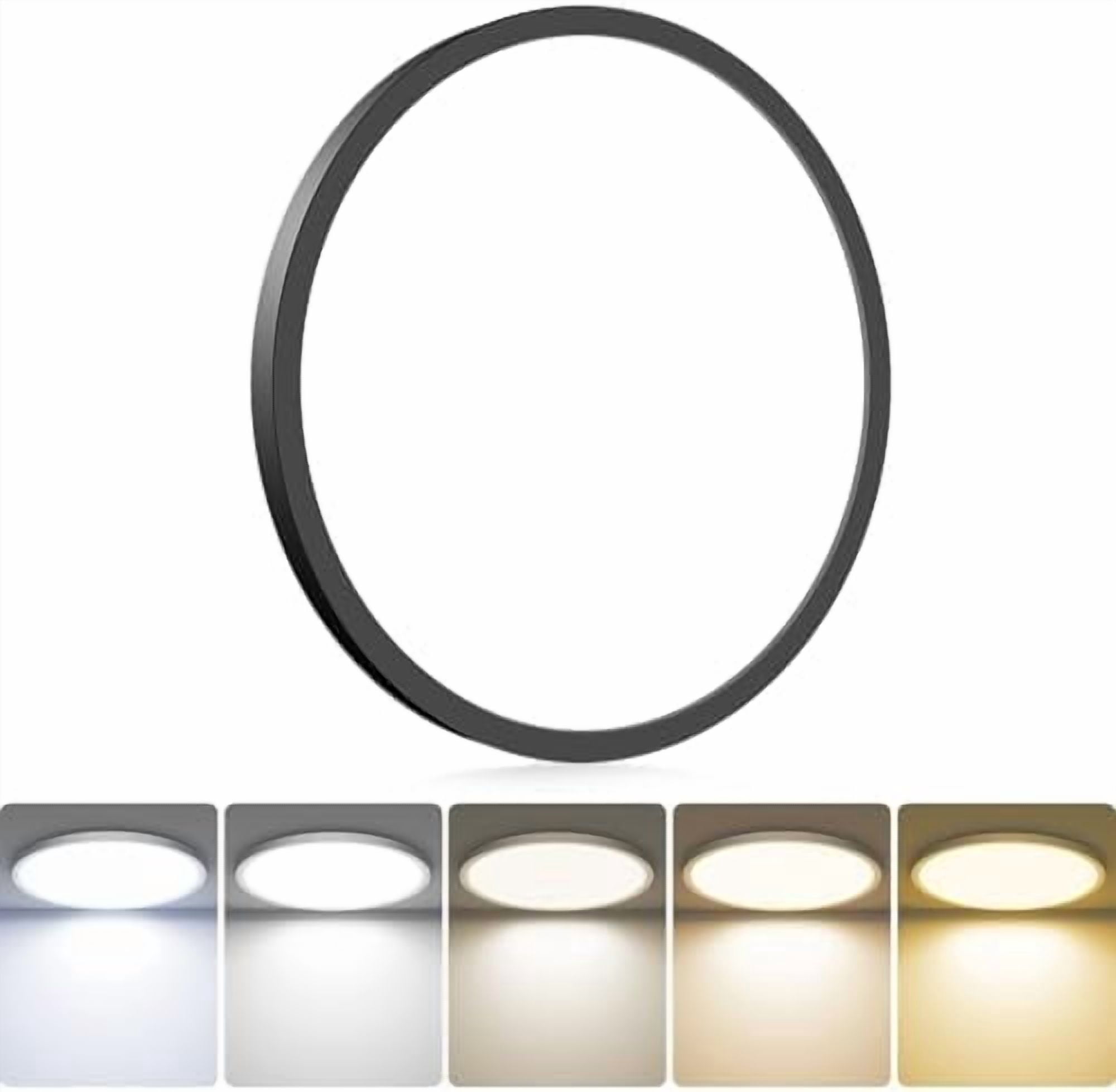 1Pack 13 Inch LED Flush Mount Ceiling Light, Dimmable & 5CCT 3000K-6500K, 24W 3200LM Ultra-Thin Black Round Light for Kitchen Hallway